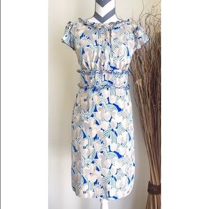 Tory Burch Logo print cap sleeve silk dress